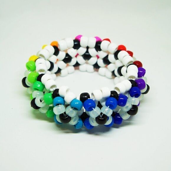 White Rainbow Glow in Dark Spider UFO 3D Cuff Kandi Bracelet - Picture 3 of 5